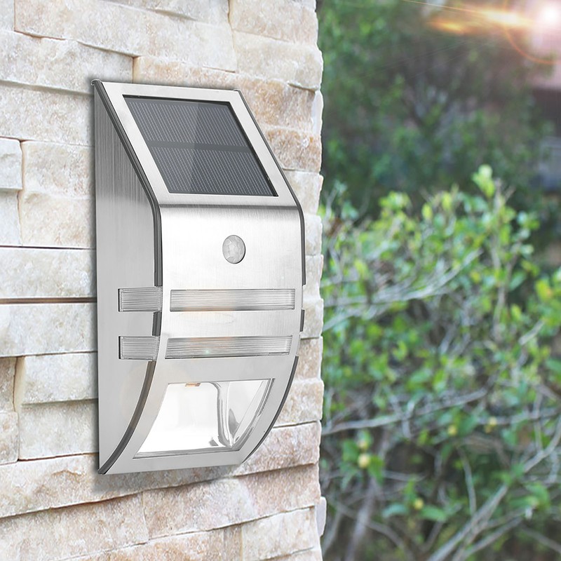 Solar Powered PIR Motion Sensor 2 LED Path Wall Light