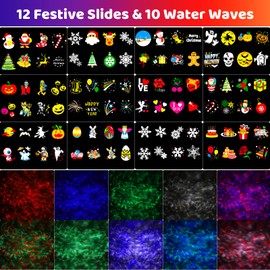 NACATIN LED Christmas Projector, Projection Lamp Christmas Waterproof IP65 with Remote Control Timer for Outdoor/Indoor/Party/Christmas/Evening Party/Garden/Bar/Wedding (Christmas Projector)