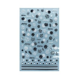 Tropical Leaf Beach Nail Sticker Drink Pine Flamingo Fish Palm F661 Black White Nail Wraps Art Stickers Manicure Supplies for Women for Home Nails Full Long Lasting Easy Apply and Remove