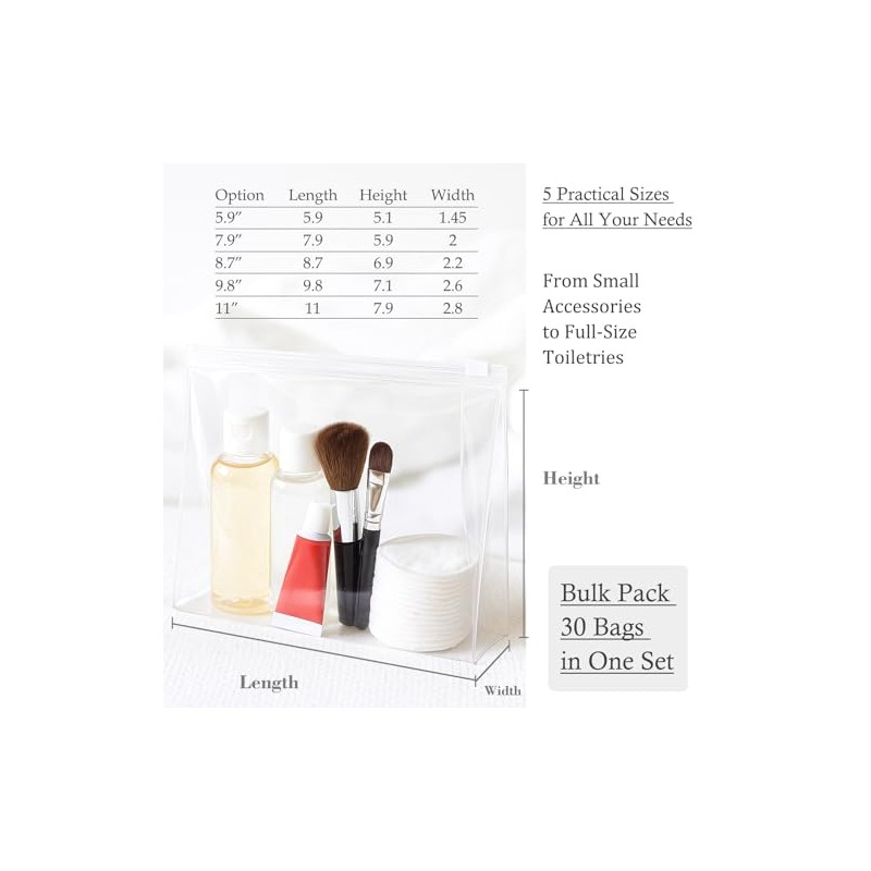 Circloophs - Bolsa de maquillaje transparente con cierre, Transparente, 6"