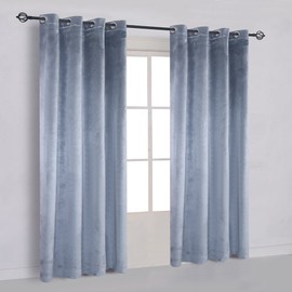 Cherry Home Super Soft Luxury Velvet Stone Blue Light Blocking Drapes Room Darkening Curtains Panel Grommet Drapery 52 by 108 inch Dusty Blue,2 Panels