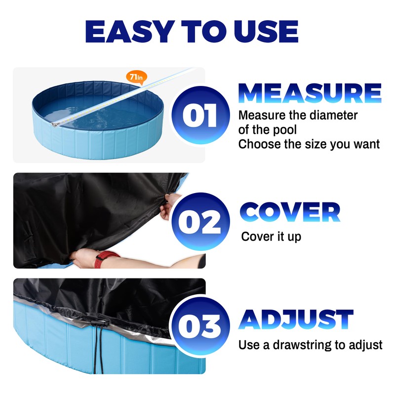 PatiencET 71 in Dog Pool Cover, Round Foldable Pet Bath