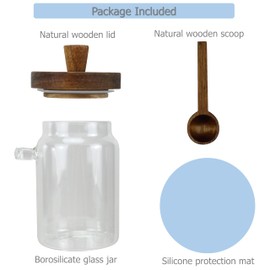 EIKS Glass Jars with Wooden Lids and Scoop, Airtight Food Storage Containers for Sugar Coffee Bean Candy Spice Bath Salt (26oz)