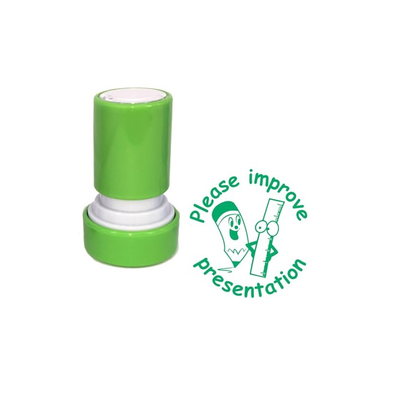 Please Improve impresentation Self-Inking Teacher Stamp - Green Ink. 22mm,