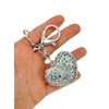 VLNET Heart Shaped Key Ring with Rhinestones. Keyring with Carabiner