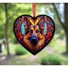 Image Industry German Shepherd Stained Glass Effect Heart Suncatcher -