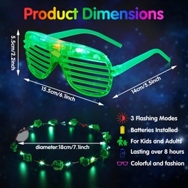 Honoson 48 Pack Glow in the Dark Party Supplies LED Glasses Light Up Glasses LED Flower Crown Headband Multicolor Flower Wreath for Adults Neon Birthday Party Favors