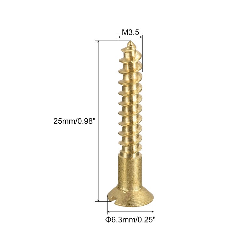 sourcing map Wood Screws M3.5 x 25mm Slotted Flat Head