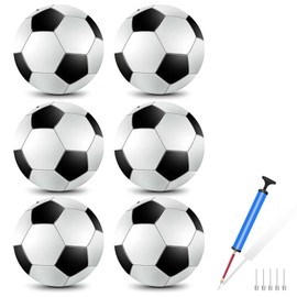 jiaonun 6 Pack Soccer Balls Size 3 Classic Black and White Soccer Ball Bulk for Kids, Youth and Adults, Indoor & Outdoor with Pump