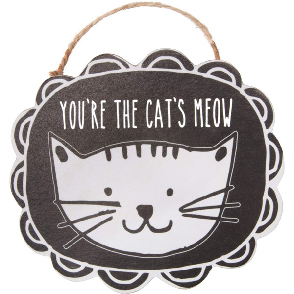 Pavilion Gift Company Cat's Meow-Magnetic Ornament, 4", Black, White