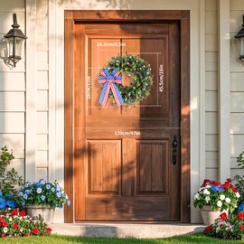 KuiMen Patriotic Wreath， with American Flag Bow, 4th of July Wreaths,Red White Blue Floral Decorative Door Wreath (1, 18inch) Memorial Wreaths