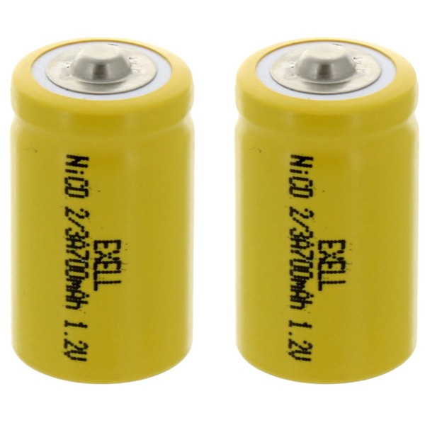 2X 2/3A Size 1.2V 700mAh NiCD Button Top Rechargeable Battery for iBeacons, IoT/Sensing Devices, Emergency Lighting, Smoke/Carbon Monoxide detectors, Gas/Water Meters, Security Devices