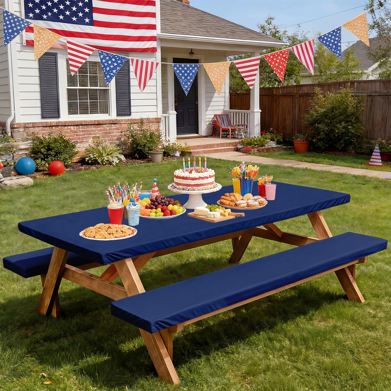 Britown Picnic Table Cover with Bench Covers, Blue, 96 Inch,