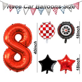 Car Geburtstagsdeko 8 Jahre,Auto Deko 8. geburtstag Junge,Folienballon Auto Geburtstag,Folienballon Zahl 8,Kindergeburtstag Deko 8 jahre,8 Jahr Rennauto Luftballons Junge Geburtstag Party