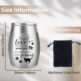 arricraft 1.57 Inch Small Keepsake Urns for Cat Ashes, Mini Cremation Urns for Ashes Stainless Steel Memorial Ashes with Prints, If Love Could Have Saved You, You Would Have Lived Forever