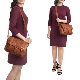 STILORD 'Lara' Vintage Shoulder Bag Women's Small Leather Handbag for Going Out Party Leisure Shoulder Bag 10.1 Inch Tablet Bag Genuine Leather, Arona - Brown, M, shoulder bag