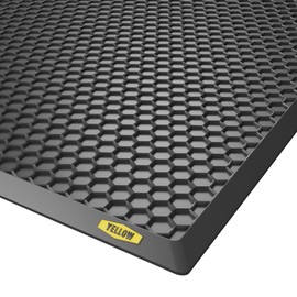 Yellow Safety® Heavy Duty Rubber Entrance Mat, Outdoor Use, Black Hexagon Grid, 24"x16"