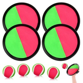 Outdoor Velcro Ball Game for Children from 3, Velcro Ball Games with 4 Catching Discs 4 Balls, Velcro Balls for Throwing Game, Velcro Ball Game Set, Outdoor Games for Children