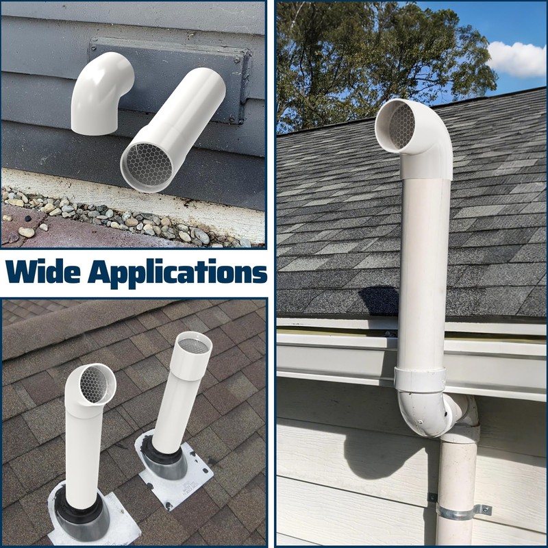 Pearwow PVC Vent Termination Cap, 1 Pcs Roof Vent Cap
