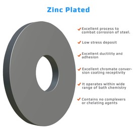 M14 Flat Penny Washer (Pack of 5) Large OD Plain Wide Round Metal Alloy Steel Washers for Screws – Zinc Coated Plated Galvanized Heavy Duty Certified Standart ISO7093 M14 (14mm x 44mm)