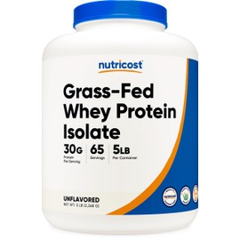 Nutricost Grass-Fed Whey Protein Isolate (Unflavored) 5LBS - rBGH Free, Non-GMO & Gluten Free