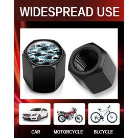 Metal Tire Valve Stem Caps 4 Pack,Car Wheel Stem Caps, Aluminum Universal Air Valve Covers for Cars, Trucks, SUVs, Bikes, Motorcycles, Bicycles(Angry Shark)