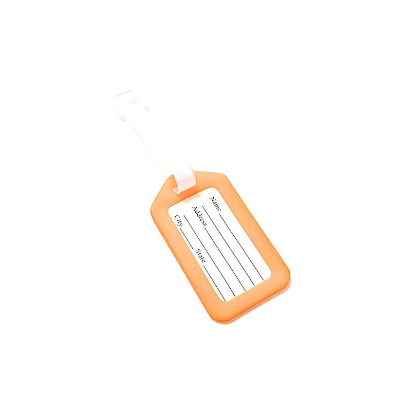 Orange Luggage Suitcase ID Address Plastic Travel Tag (Pack of