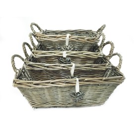 topfurnishing Neutral Oak Shabby Chic Wicker Kitchen Fruit Storage Baskets Xmas Hamper Basket[Rectangular,Neutral,Small (R) 29x18x15cm]
