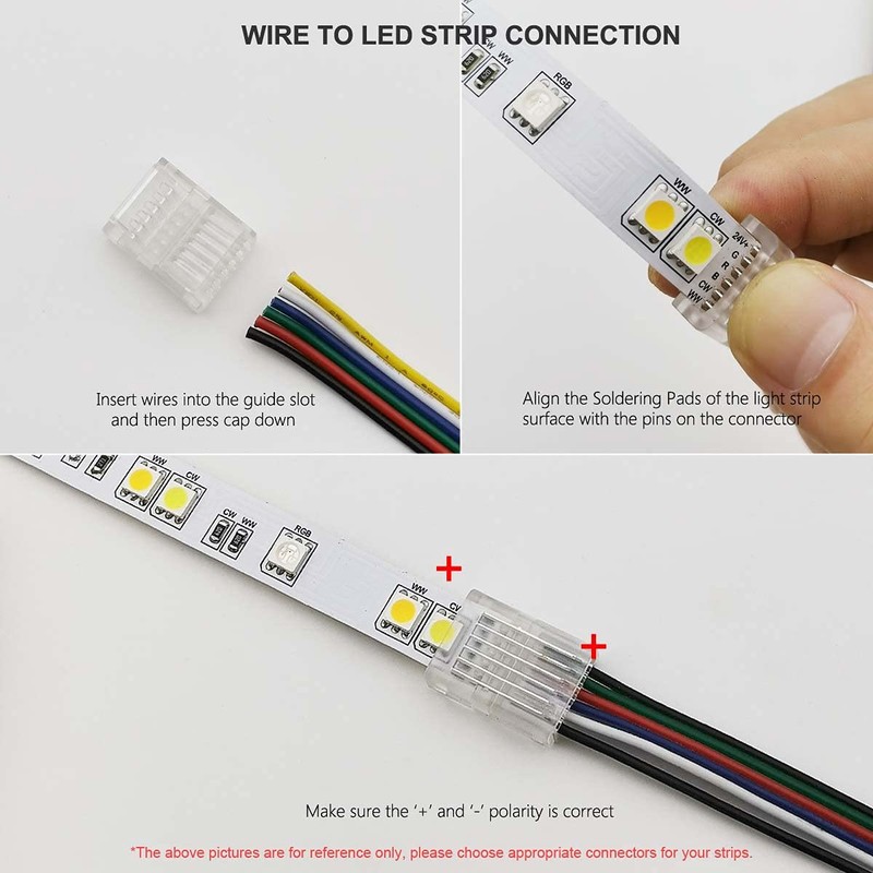 Biantie La 6 Pin 12mm LED Strip to Wire Connector