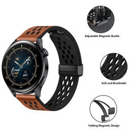 FiiMoo 20 mm Replacement Strap Compatible with Garmin Venu Sq 2/Venu 2 Plus/Garmin Vivoactive 5/Forerunner 245/Forerunner 645 Leather Wristbands, Magnetic Strap, Adjustable, Replacement Magnetic Bands