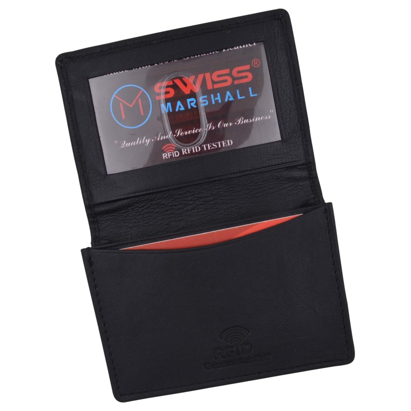 Swiss Marshall Men's RFID Blocking Premium Leather Expandable Small Credit