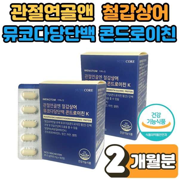 [On Sale] Recommended supplement for inner and back knee joints, hip joint cartilage, waist health and supplements when walking Nutricore Sturgeon Chondroitin Sulfate 120 / [온세일]걸을때 무릎 안쪽 뒤쪽 무릎 골 고 관절 연골 허리 건강 엔 보충제 추천 뉴트리코어 철갑상어 콘드로이친 황산 120