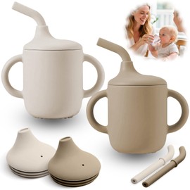 Vaso Entrenador Para Infante De Silicona De Grado Alimenticio - Con Pico De Pato Y Pajita Suave Libre De Bpa Apto Para El Entrenamiento De Infante Y N