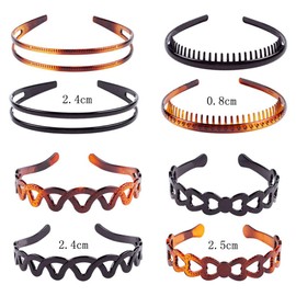 Numblartd 8Pcs Plastic Hard Headband with Tooth - Hairband Hair Comb Hair Accessory for Women Men