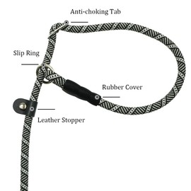 YUCFOREN 10FT / 20FT Long Slip Lead Dog Leash, 3/8" Thick Nylon Reflective Rope Anti-Choke Training Lead for Medium Large Dogs Black