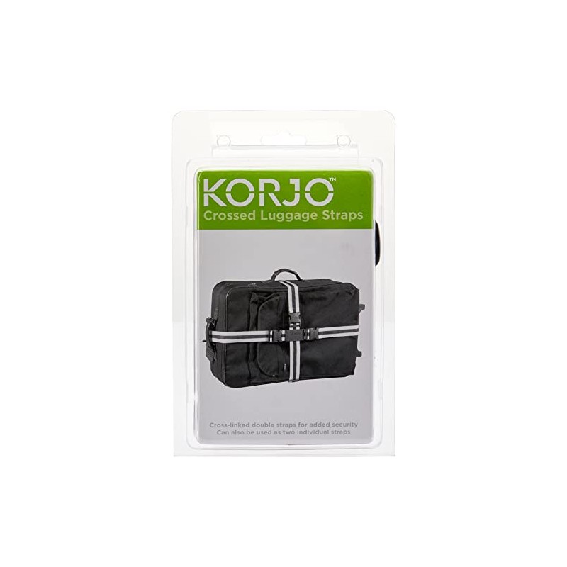 Korjo Crossed Luggage Straps, Includes 2 Travel Luggage Straps and