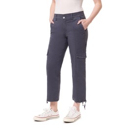 kensie Jeans for Women Mid Rise Stretch Twill Drawstring Jogger Cargo Pants, Anne Grey, 2