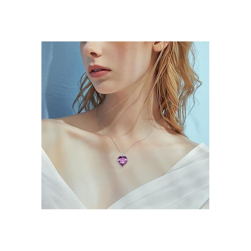 Q&D&S Crystal Urn Necklace for Ashes, Heart Birthstone Memorial Cremation