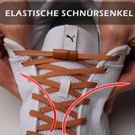 Premium Elastic No Tie Shoelaces with Magnetic Closure - Laces Quick Release for Comfort and Style, brown