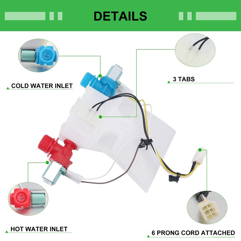 PMIIO WPW10144820 W10144820 Washer Water Inlet Valve Compatible with Whirl-pool