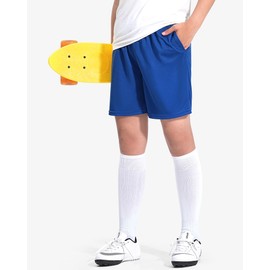 ZUEMET 5 Pack Boys Basketball Shorts Kids Youth Athletic Shorts Quick Dry Sport Clothes with Pockets Size 7-8 Years Black+Navy Blue+Dark Grey+Blue+Light Grey