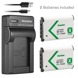 Kastar 2x NP-BX1 Battery + USB Charger for Sony HX300 HDR-CX240E HDR-GW66 GWP88