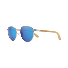 GREENTREEN Wooden Sunglasses, Polarised Aviator Glasses for Men and Women with Zebra Wood Frame and Polarised Lenses, Blue 2