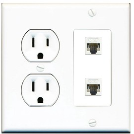 RiteAV 2 Port Cat6 Ethernet Wall Plate - Tamper Res Round [White/White]