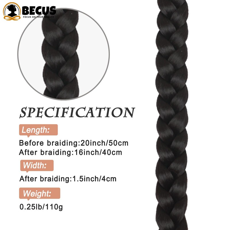BECUS Braided Ponytail Extension,Mebeli Braid Extensions Long Braided Ponytail Extension