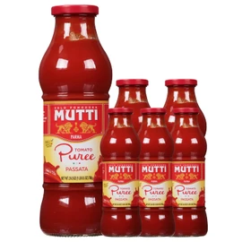 Mutti Tomato Puree (Passata), 24.5 oz. | 6 Pack | Italy’s #1 Brand of Tomatoes | Fresh Taste for Cooking | Canned Tomatoes | Vegan Friendly & Gluten Free | No Additives or Preservatives