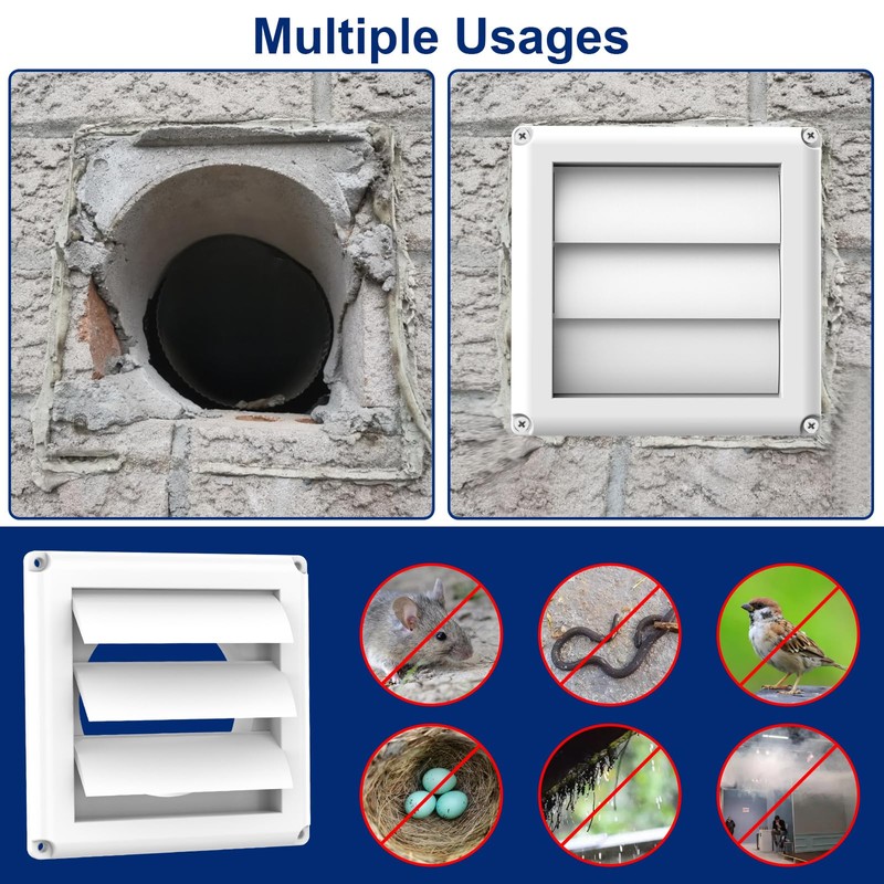 Dryer Vent Cover Outside, 4inch Louvered Outdoor Vent Cover Includes