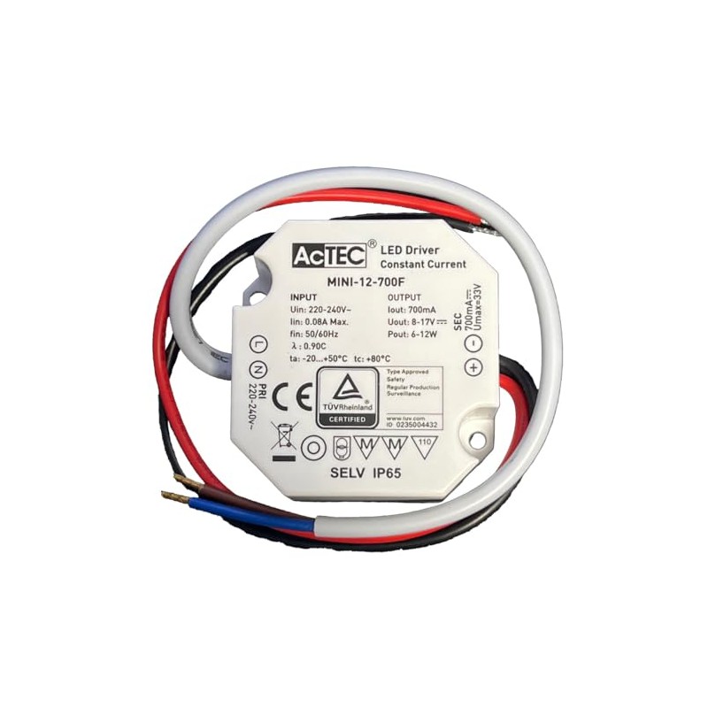 A2ZWORLD Led Driver, Corrente Costante, 12W 700mA 8-17V, Mini Alimentatore