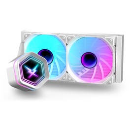 RUIX NC240 ARGB AIO CPU Liquid Cooler, 240mm High-Efficiency CPU Water Cooling with High-Speed Ceramic Bearing Pump, 2X PWM ARGB Fans, Intel LGA 1851/1700/1200/115X/2011, AMD AM5/AM4 - White
