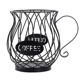 Deamos Coffee Pod Organizer,Coffee Pod Holder,Large Capacity Coffee Pod Storage Cup,Coffee Bar Accessories,Metal Coffee Capsule Storage Basket for Kitchen and Office (Klein mit Schwarz)